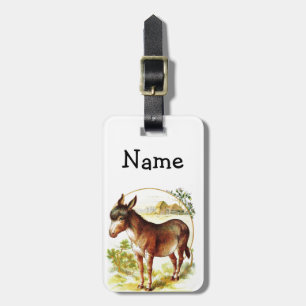 Vintage Drawing: The Donkey Luggage Tag