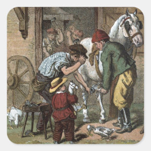 Vintage Drawing: The Horseshoe Smith Square Sticker