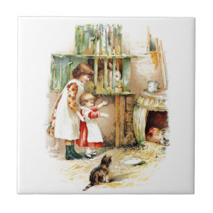 Vintage Drawing: The Rabbit Hutch Tile