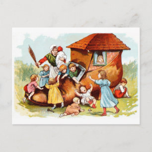 Vintage Drawing: The Woman Who Lives in a Shoe Postcard