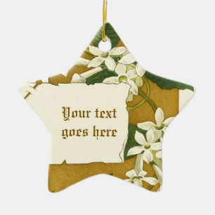 Vintage drawing white jasmine ornament