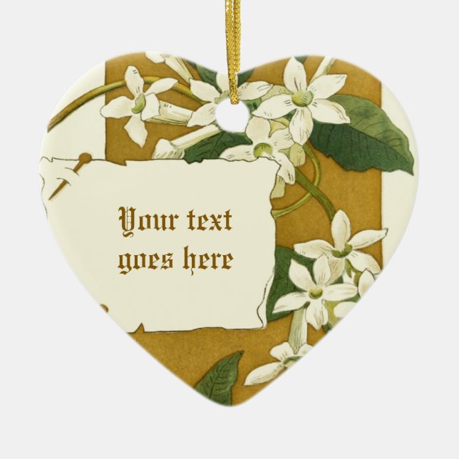 Vintage drawing white jasmine ornament (Front)