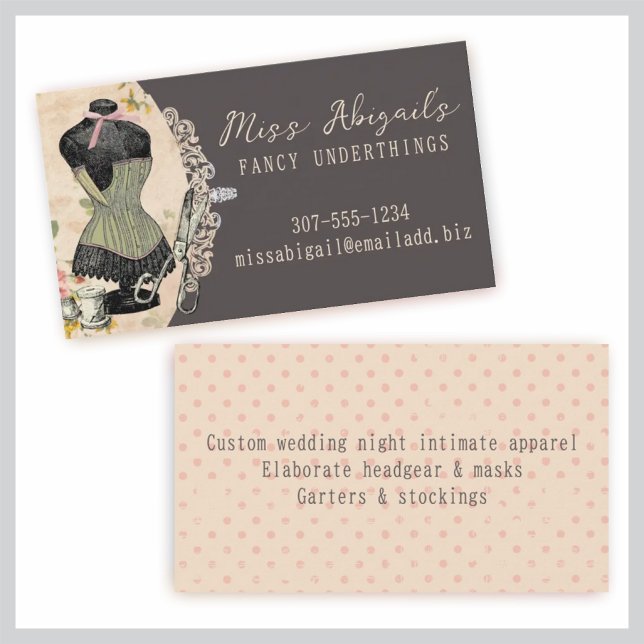 Vintage dress dummy mannequin sewing seamstress business card (Creator Uploaded)