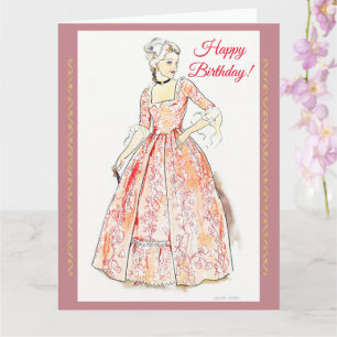 Vintage dress, Happy birthday Card