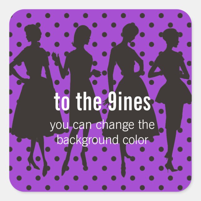 Vintage dress pattern silhouette sewing clothing square sticker (Front)