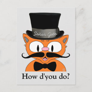 Vintage Dressed Cartoon Moustache Cat Friendship Postcard