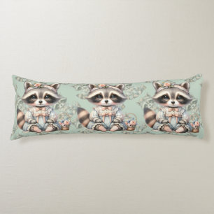 Vintage Dressed Cottagecore Raccoon Pastel Body Cushion