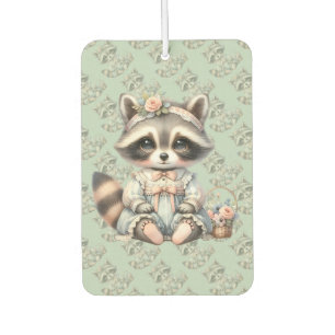 Vintage Dressed Cottagecore Raccoon Pastel Car Air Freshener
