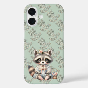 Vintage Dressed Cottagecore Raccoon Pastel iPhone 16 Case
