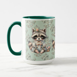 Vintage Dressed Cottagecore Raccoon Pastel Mug