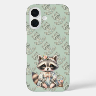 Vintage Dressed Cottagecore Racoon Pastel iPhone 16 Case