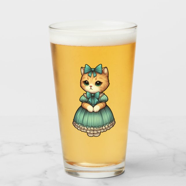 Vintage Dressed Kitten Glass (Front Filled)