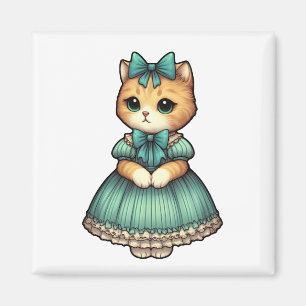 Vintage Dressed Kitten Magnet