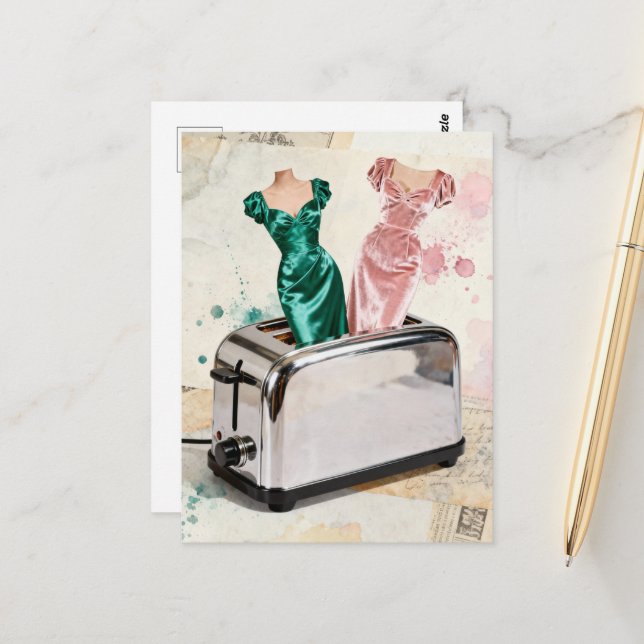 Vintage Dresses in a Toaster Postcard (Front/Back In Situ)