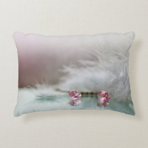 Vintage dressing table bobby pins, jewels, feather decorative cushion