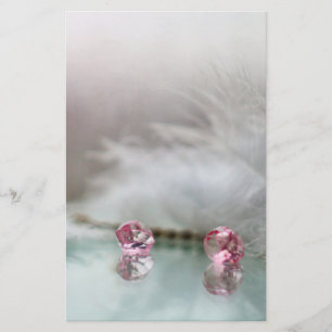 Vintage dressing table jewel feather teal pink stationery