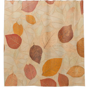 Vintage Dried Fall Leaves Gold Orange Red Brown Shower Curtain