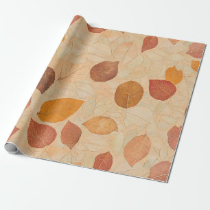 Vintage Dried Fall Leaves Gold Orange Red Brown Wrapping Paper