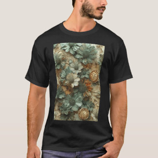 Vintage Dried Floral Pattern: Textured Botanical T-Shirt