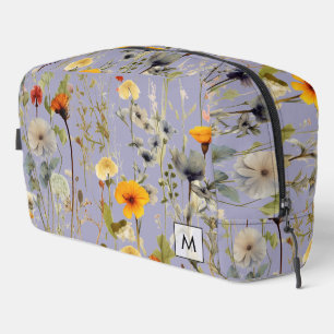 Vintage Dried Flowers Pattern Feminine Monogram Dopp Kit
