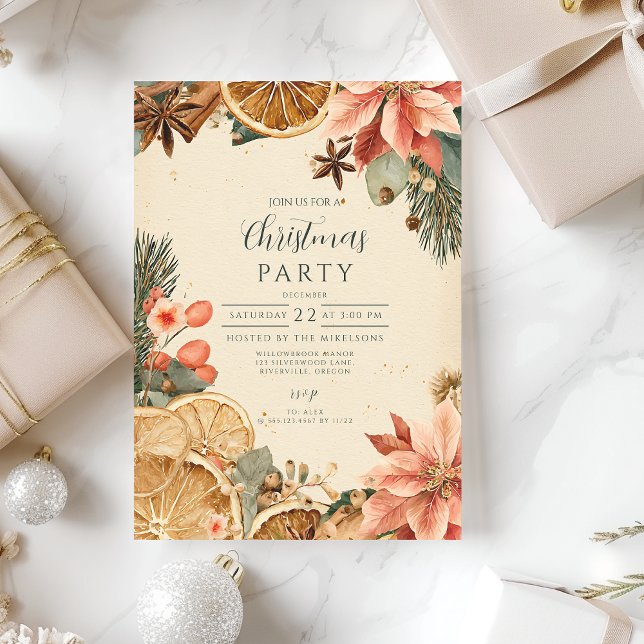 Vintage Dried Orange Merry Christmas Invitation (Creator Uploaded)