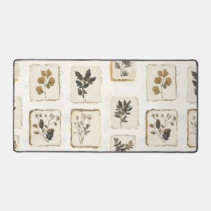 Vintage dried pressed wildflowers herbal botanical desk mat