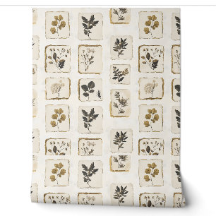 Vintage dried pressed wildflowers herbal botanical wallpaper