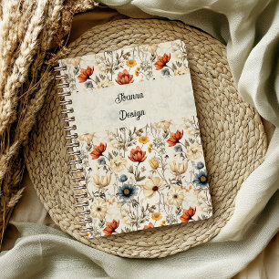 Vintage Dried Wildflower Navy Terracotta Notebook