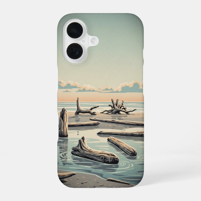 Vintage Driftwood Shore iPhone 16 Case (Back)