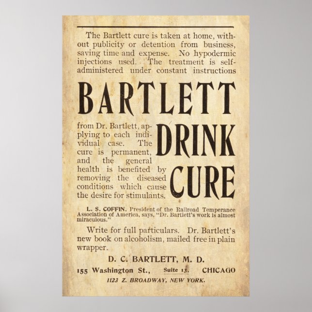 Vintage Drink Cure Ad from 1899 Poster (Front)