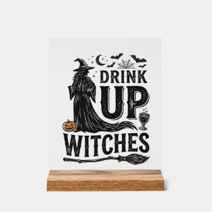 Vintage Drink Up Witches Halloween Shirt Design_1 Acrylic Sign