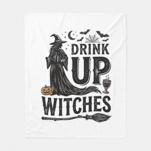 Vintage Drink Up Witches Halloween Shirt Design_1 Fleece Blanket