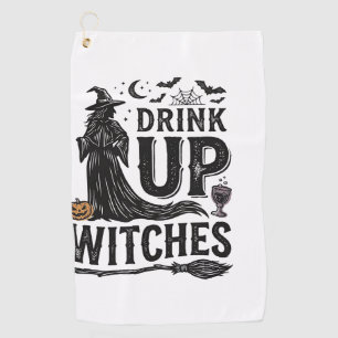 Vintage Drink Up Witches Halloween Shirt Design_1 Golf Towel
