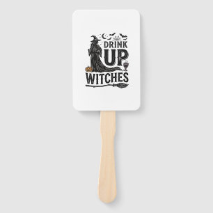 Vintage Drink Up Witches Halloween Shirt Design_1 Hand Fan