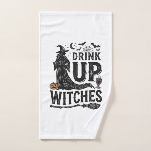 Vintage Drink Up Witches Halloween Shirt Design_1 Hand Towel
