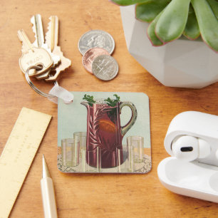 Vintage Drinks and Beverages, Pitcher of Sangria Key Ring