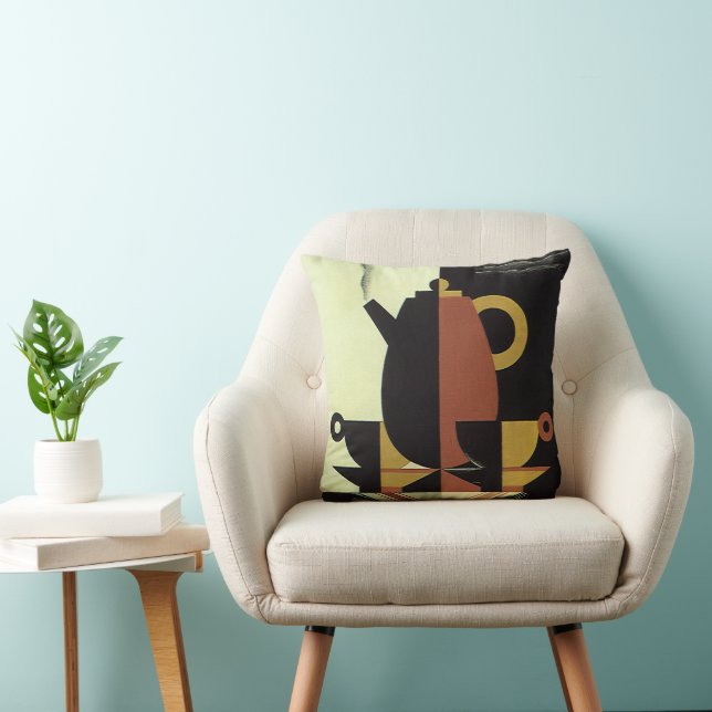 Vintage Drinks Beverages Coffee Pot with Cups Cushion (Chair)