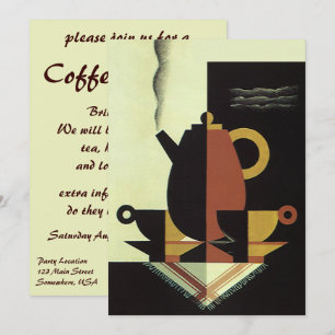 Vintage Drinks Beverages Coffee Pot with Cups Invitation