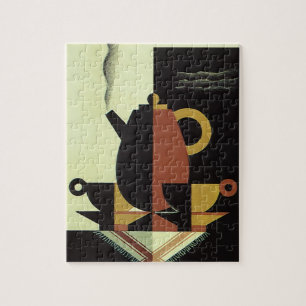 Vintage Drinks Beverages Coffee Pot with Cups Jigsaw Puzzle
