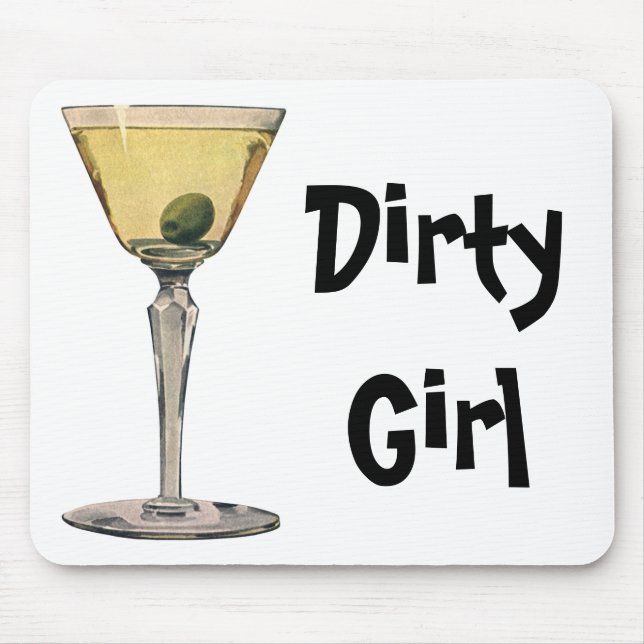 Vintage Drinks Beverages, Martini Olive Cocktail Mouse Mat (Front)