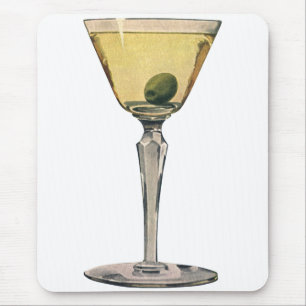 Vintage Drinks Beverages, Martini Olive Cocktail Mouse Mat