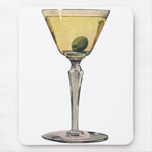 Vintage Drinks Beverages, Martini Olive Cocktail Mouse Mat (Front)