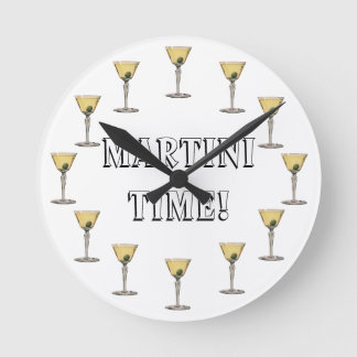 Vintage Drinks Beverages, Martini Olive Cocktail Round Clock