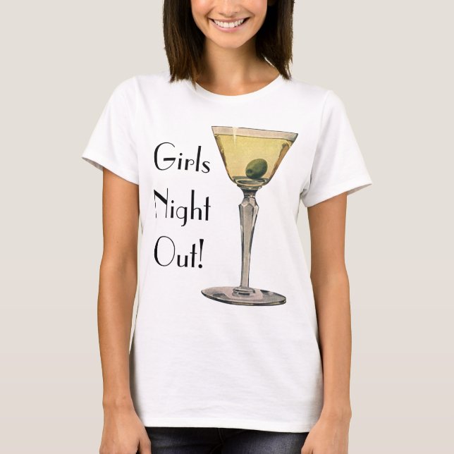 Vintage Drinks Beverages, Martini Olive Cocktail T-Shirt (Front)
