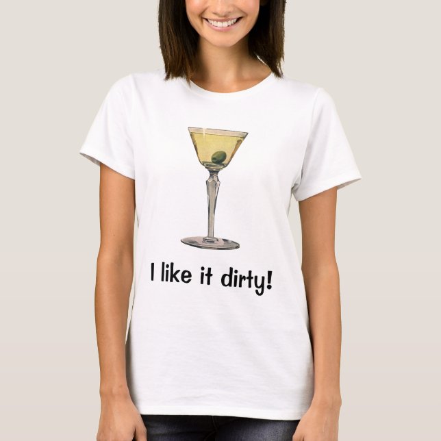 Vintage Drinks Beverages, Martini Olive Cocktail T-Shirt (Front)