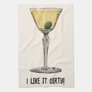 Vintage Drinks Beverages, Martini Olive Cocktail Tea Towel