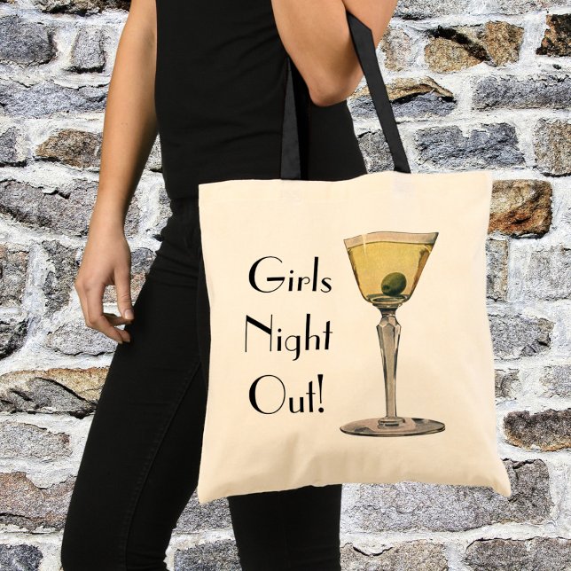 Vintage Drinks Beverages, Martini Olive Cocktail Tote Bag (Creator Uploaded)