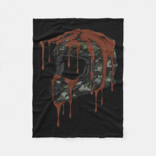 Vintage Drip Melt Motocross Helmet Dirt Bike Racin Fleece Blanket