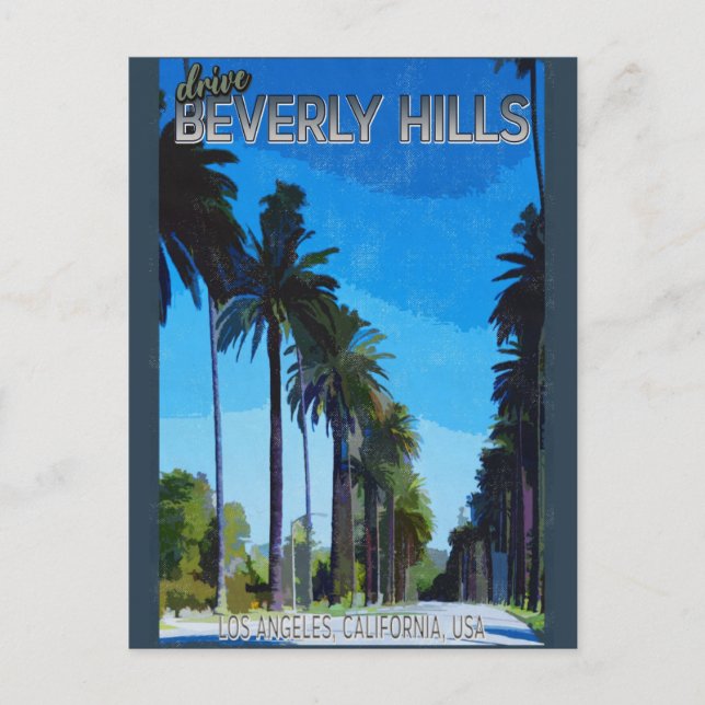 Vintage Drive Beverly Hills California Travel Postcard (Front)