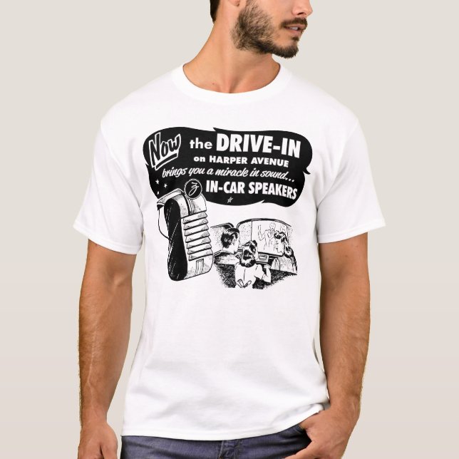 Vintage Drive-In Movie Speaker Ad T-Shirt (Front)
